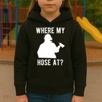 Firemen Gift Wheres My Hose At Funny Firefighter Gift Kids Hoodie thumb 3
