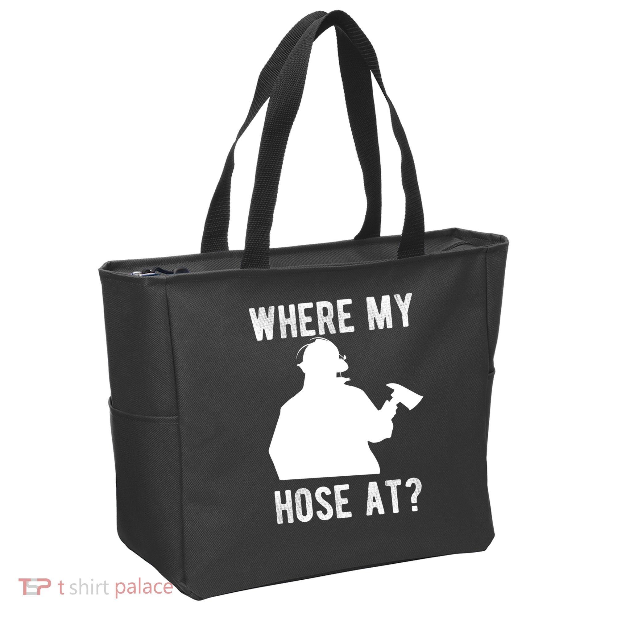 Firemen Gift Wheres My Hose At Funny Firefighter Gift Tote Bag