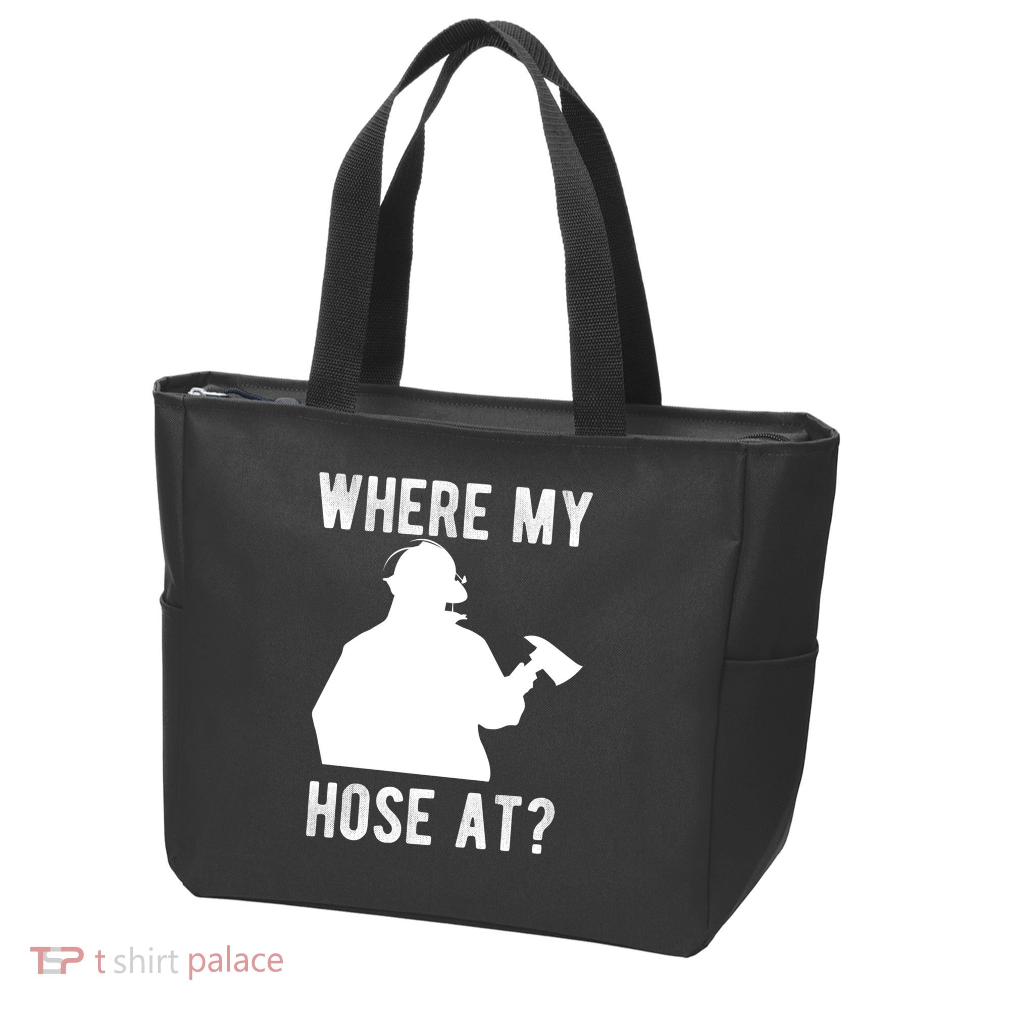Firemen Gift Wheres My Hose At Funny Firefighter Gift Tote Bag