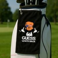 Funny Guess Who Is Back President Trump 2024 Golf Towel thumb 2