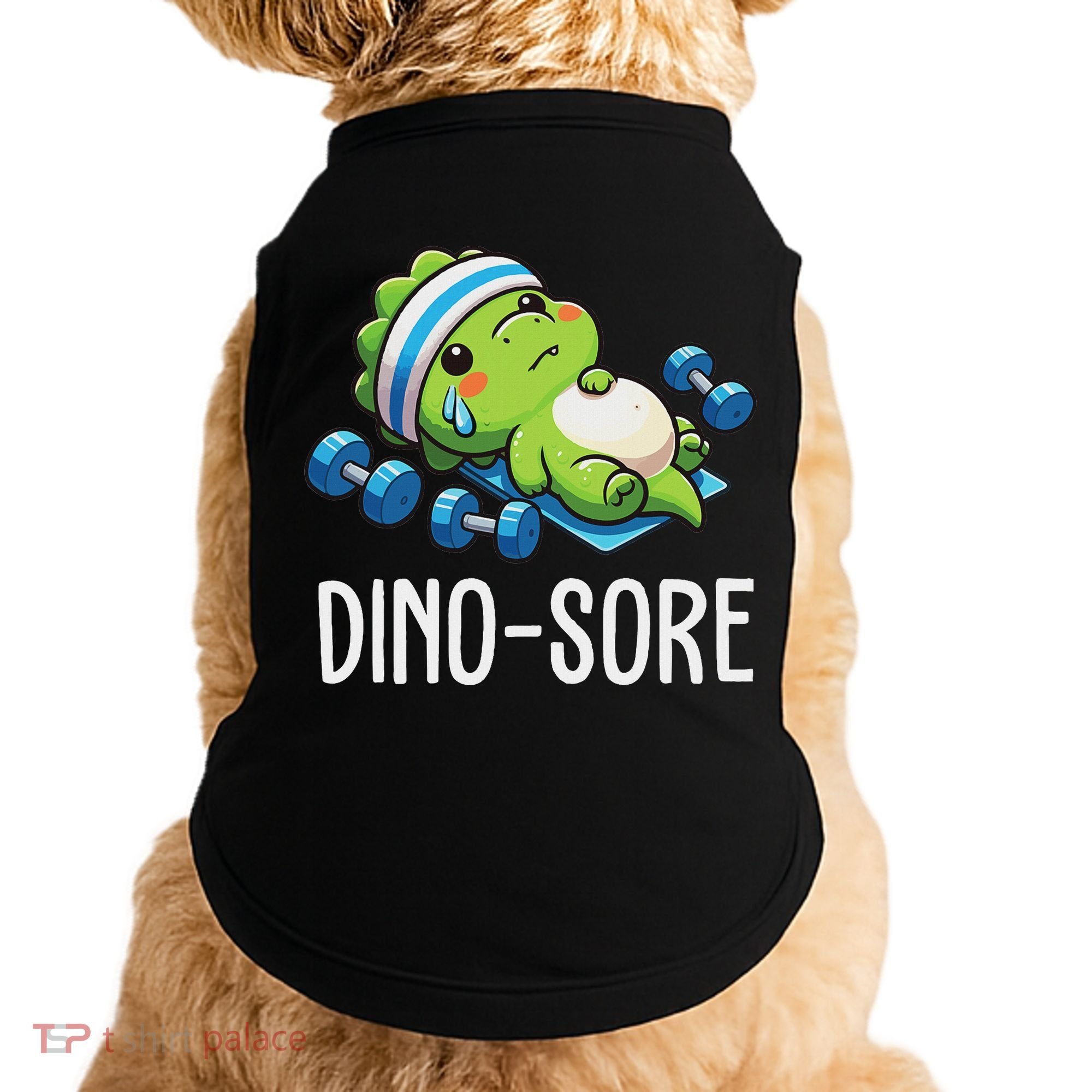 Funny Gym Workout Dinosaur Weight Lifting Gym Dino Sore Doggie Tank