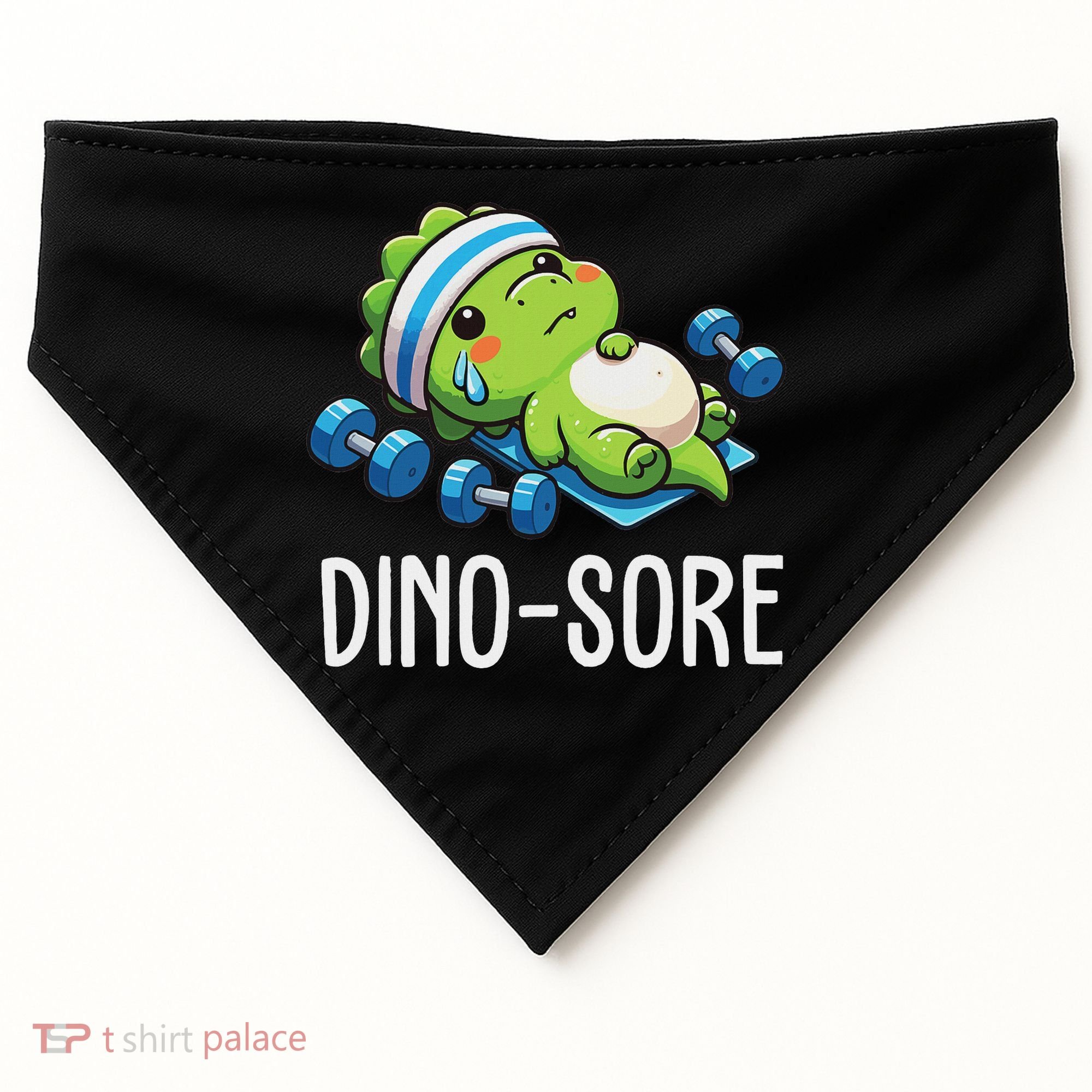 Funny Gym Workout Dinosaur Weight Lifting Gym Dino Sore USA-Made Doggie Bandana