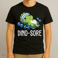 Funny Gym Workout Dinosaur Weight Lifting Gym Dino Sore T-Shirt thumb 3
