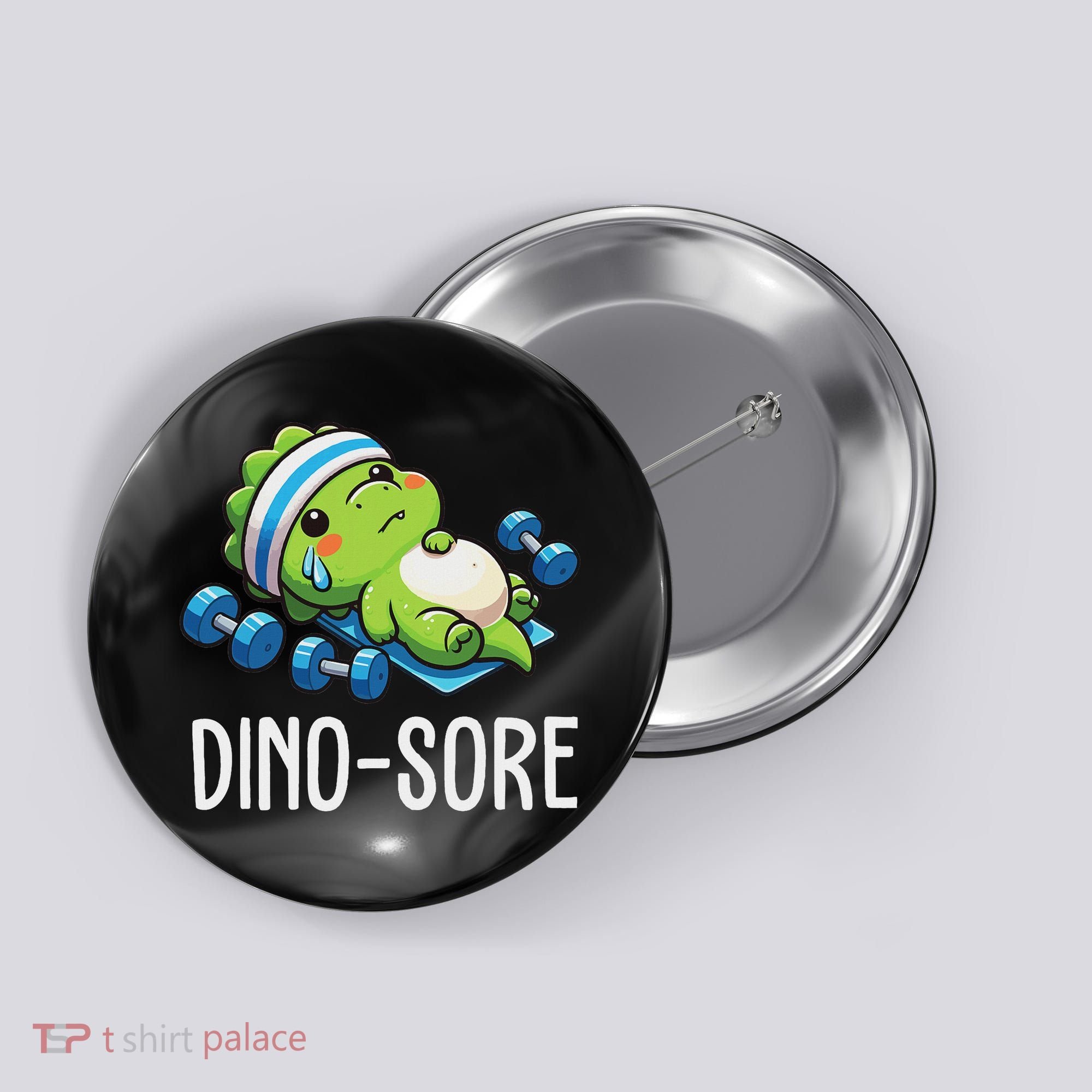 Funny Gym Workout Dinosaur Weight Lifting Gym Dino Sore Button