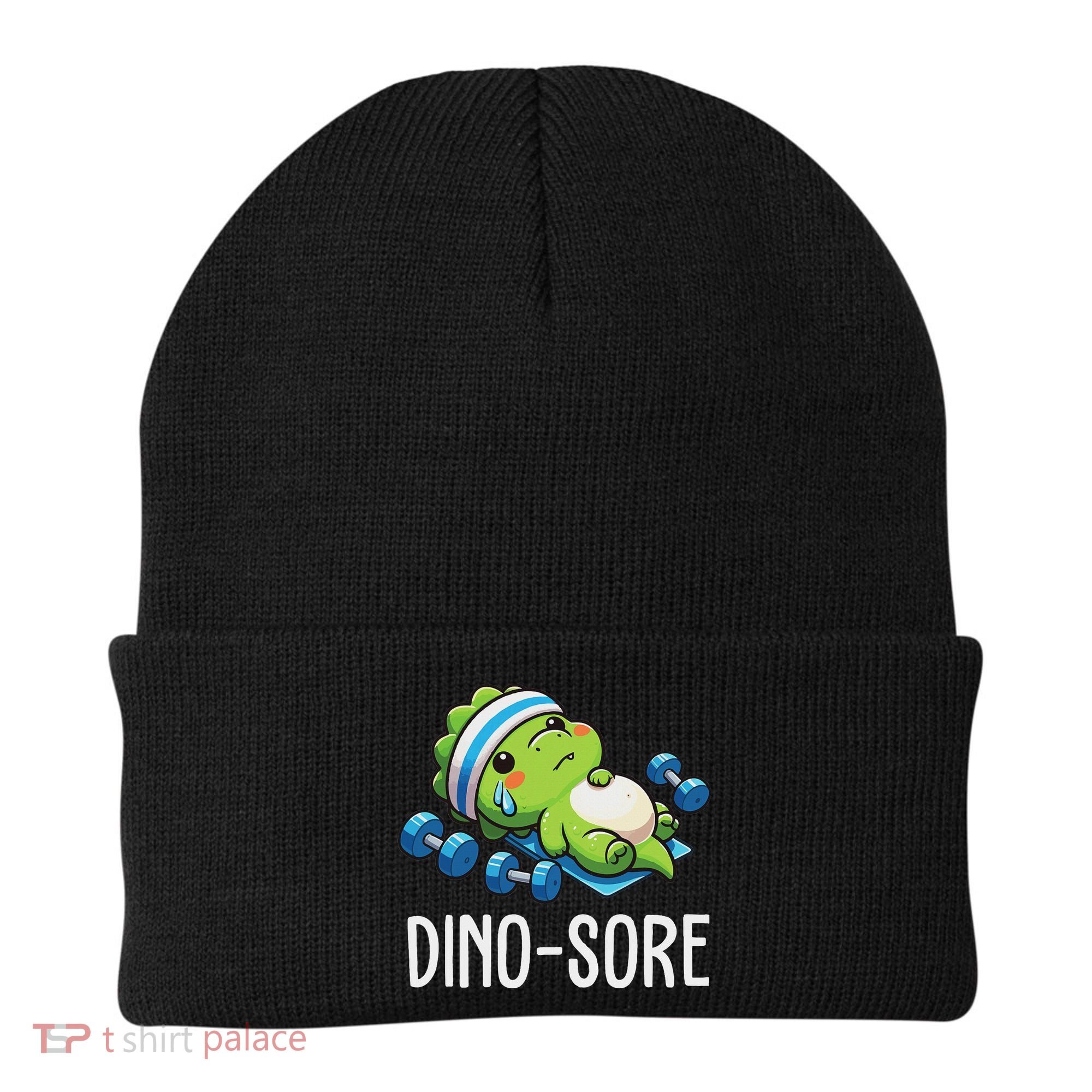 Funny Gym Workout Dinosaur Weight Lifting Gym Dino Sore Beanie