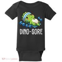 Funny Gym Workout Dinosaur Weight Lifting Gym Dino Sore Baby Bodysuit thumb 0