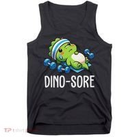 Funny Gym Workout Dinosaur Weight Lifting Gym Dino Sore Tank Top thumb 0