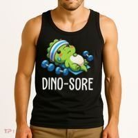 Funny Gym Workout Dinosaur Weight Lifting Gym Dino Sore Tank Top thumb 3