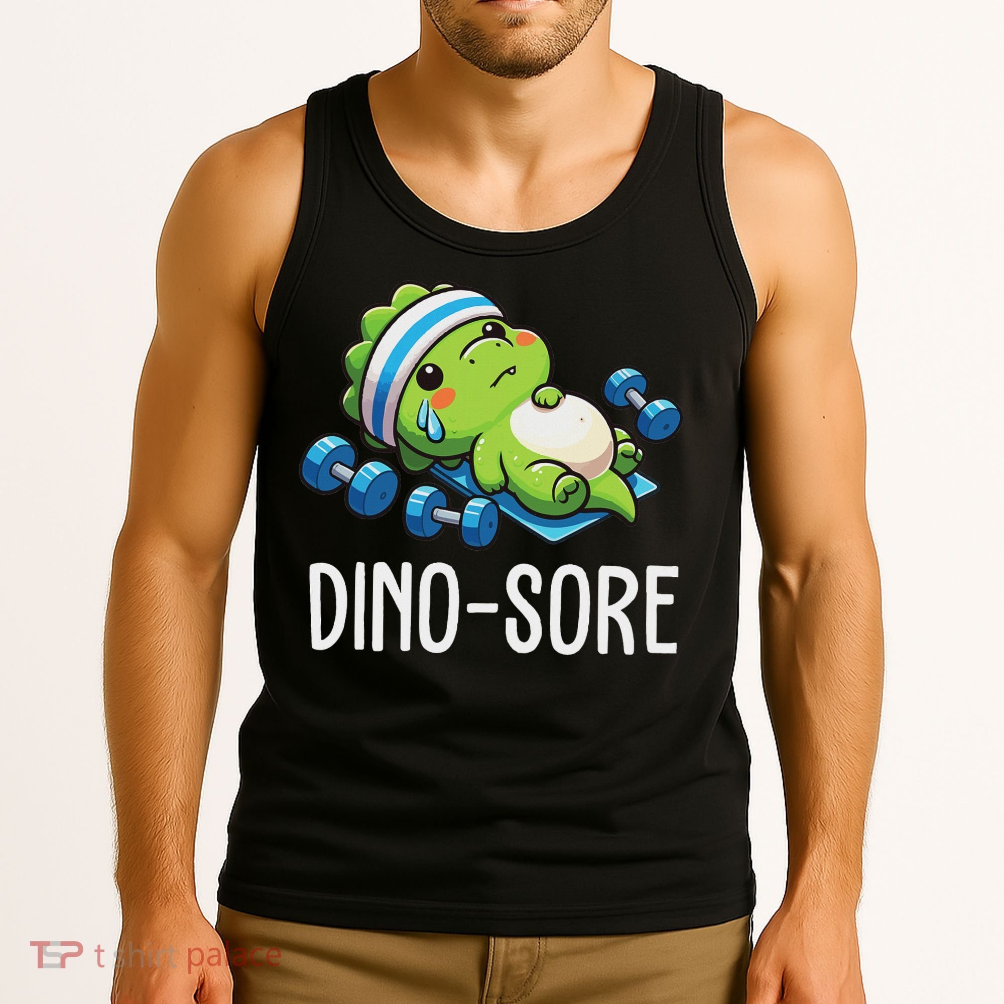 Funny Gym Workout Dinosaur Weight Lifting Gym Dino Sore Tank Top