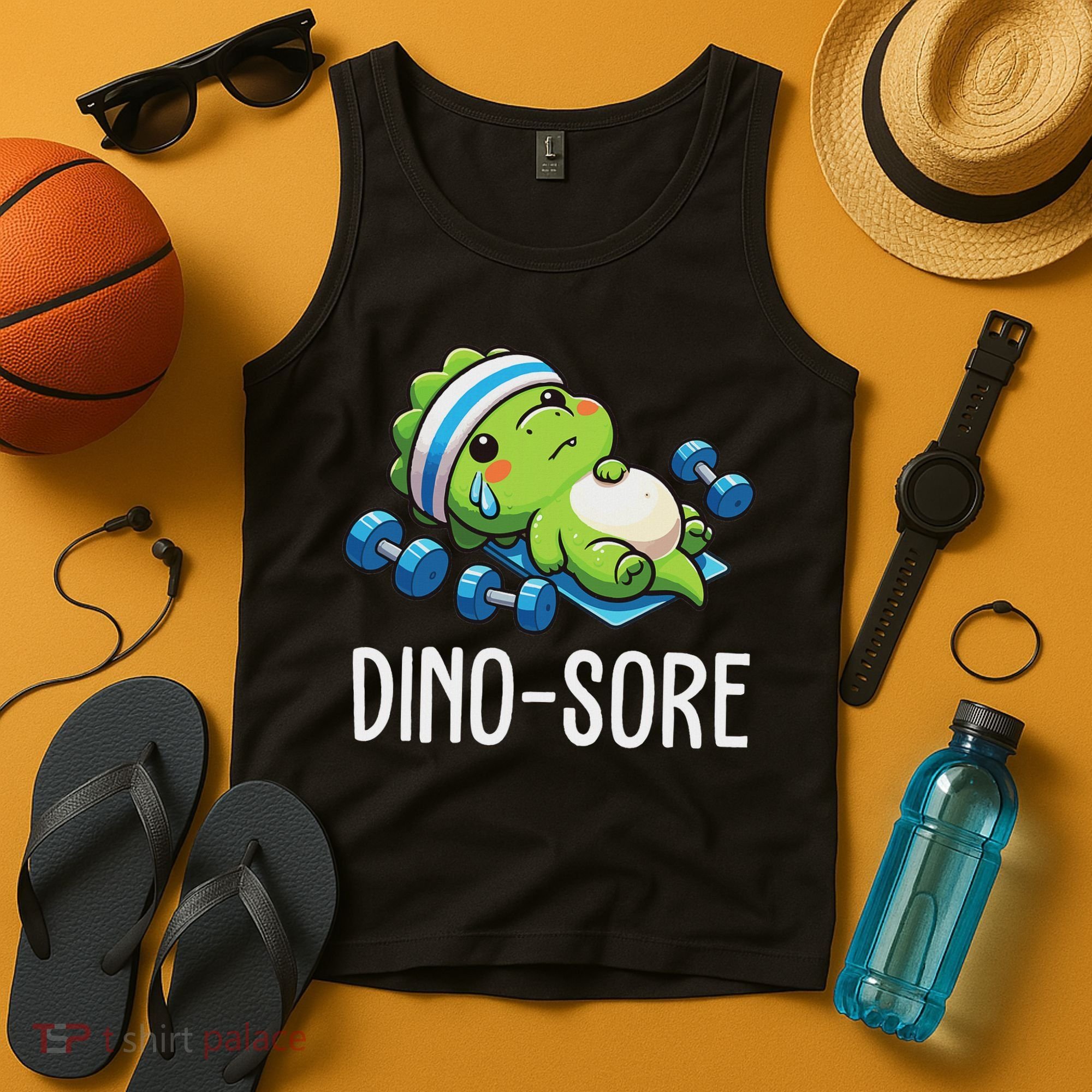 Funny Gym Workout Dinosaur Weight Lifting Gym Dino Sore Tank Top