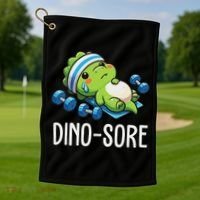 Funny Gym Workout Dinosaur Weight Lifting Gym Dino Sore Golf Towel thumb 1