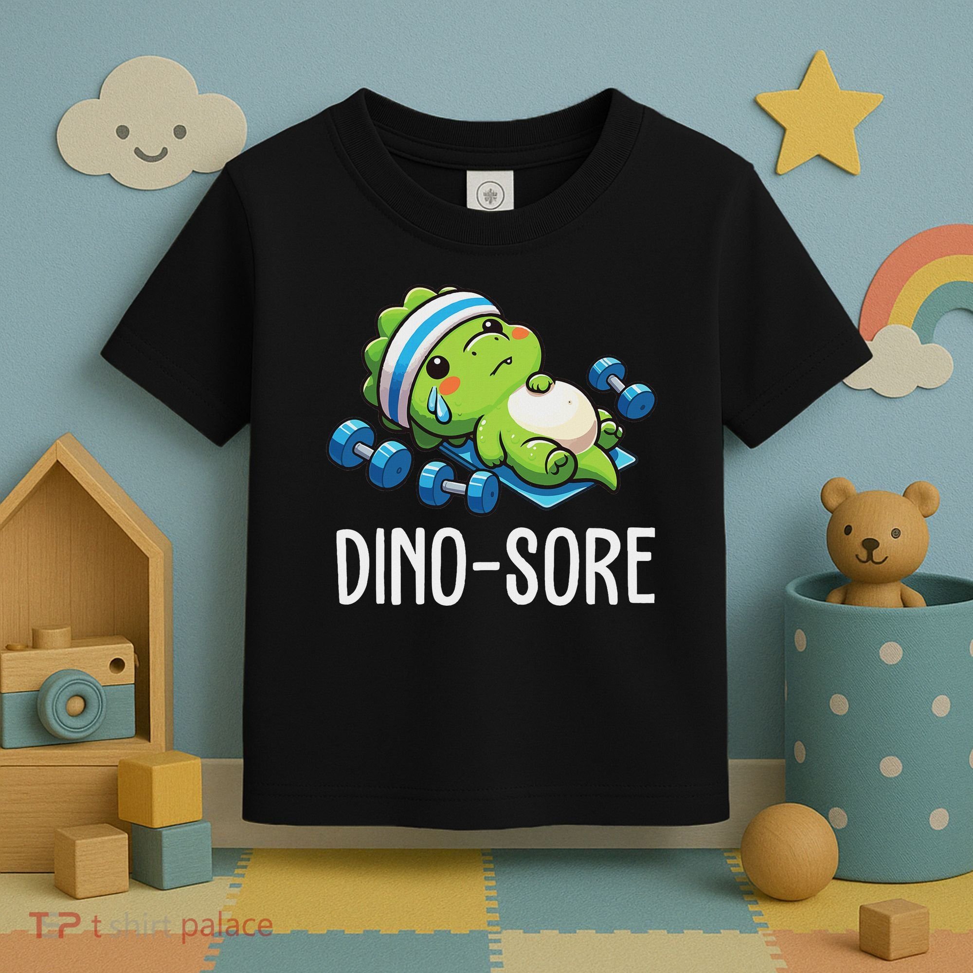Funny Gym Workout Dinosaur Weight Lifting Gym Dino Sore Toddler T-Shirt