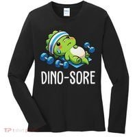 Funny Gym Workout Dinosaur Weight Lifting Gym Dino Sore Women's Long Sleeve Shirt thumb 0
