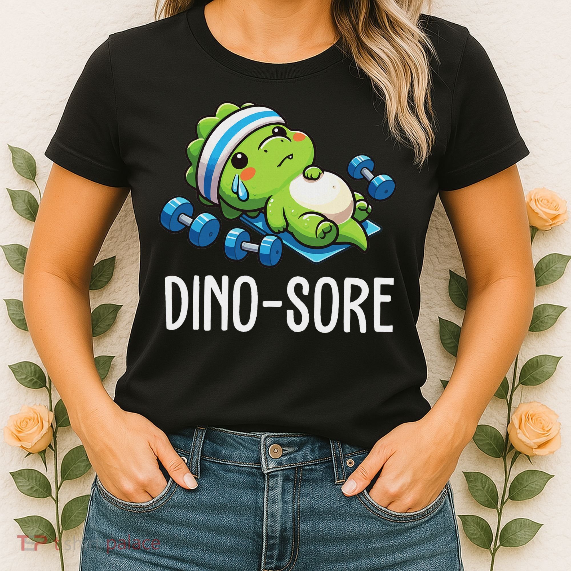 Funny Gym Workout Dinosaur Weight Lifting Gym Dino Sore Women's T-Shirt