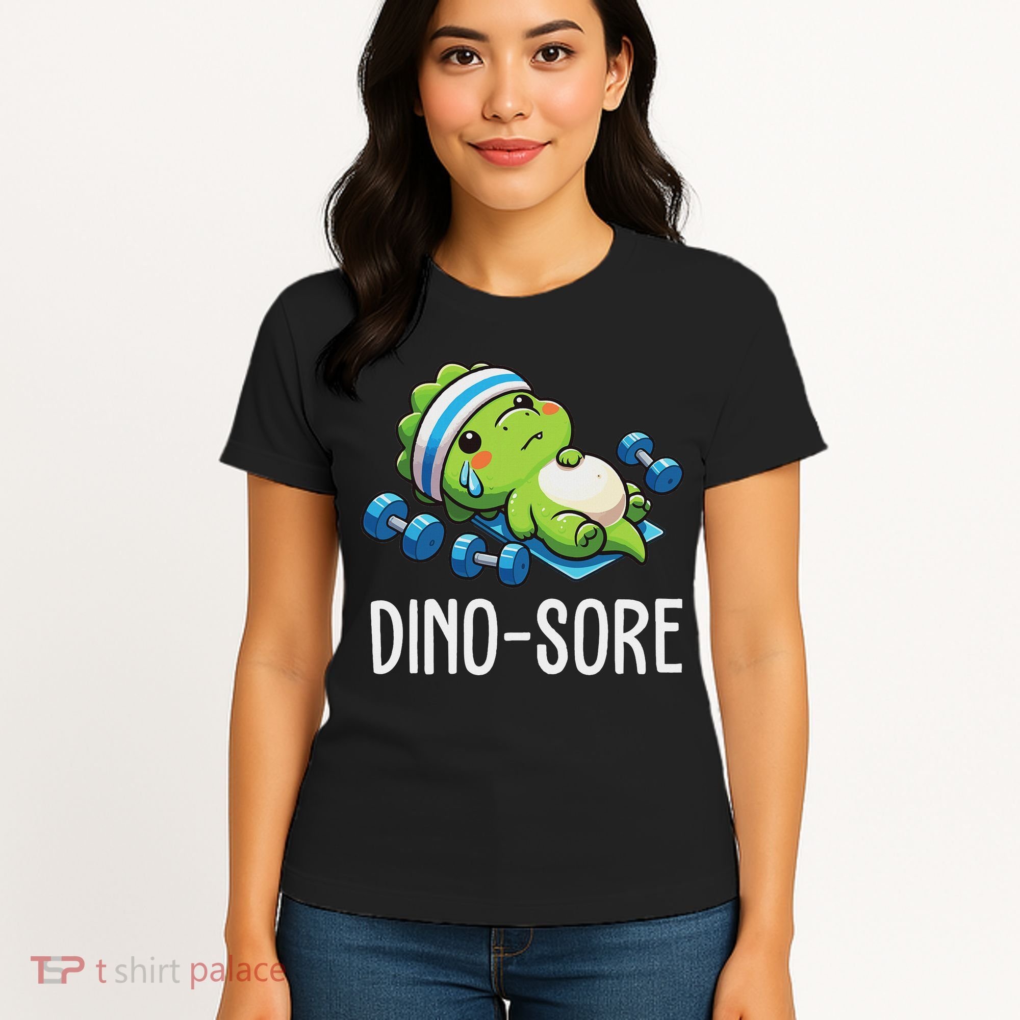 Funny Gym Workout Dinosaur Weight Lifting Gym Dino Sore Women's T-Shirt