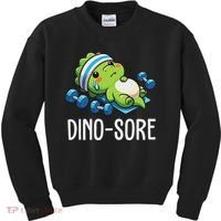 Funny Gym Workout Dinosaur Weight Lifting Gym Dino Sore Kids Sweatshirt thumb 0