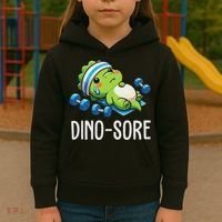 Funny Gym Workout Dinosaur Weight Lifting Gym Dino Sore Kids Hoodie thumb 3