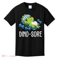 Funny Gym Workout Dinosaur Weight Lifting Gym Dino Sore Kids T-Shirt thumb 0