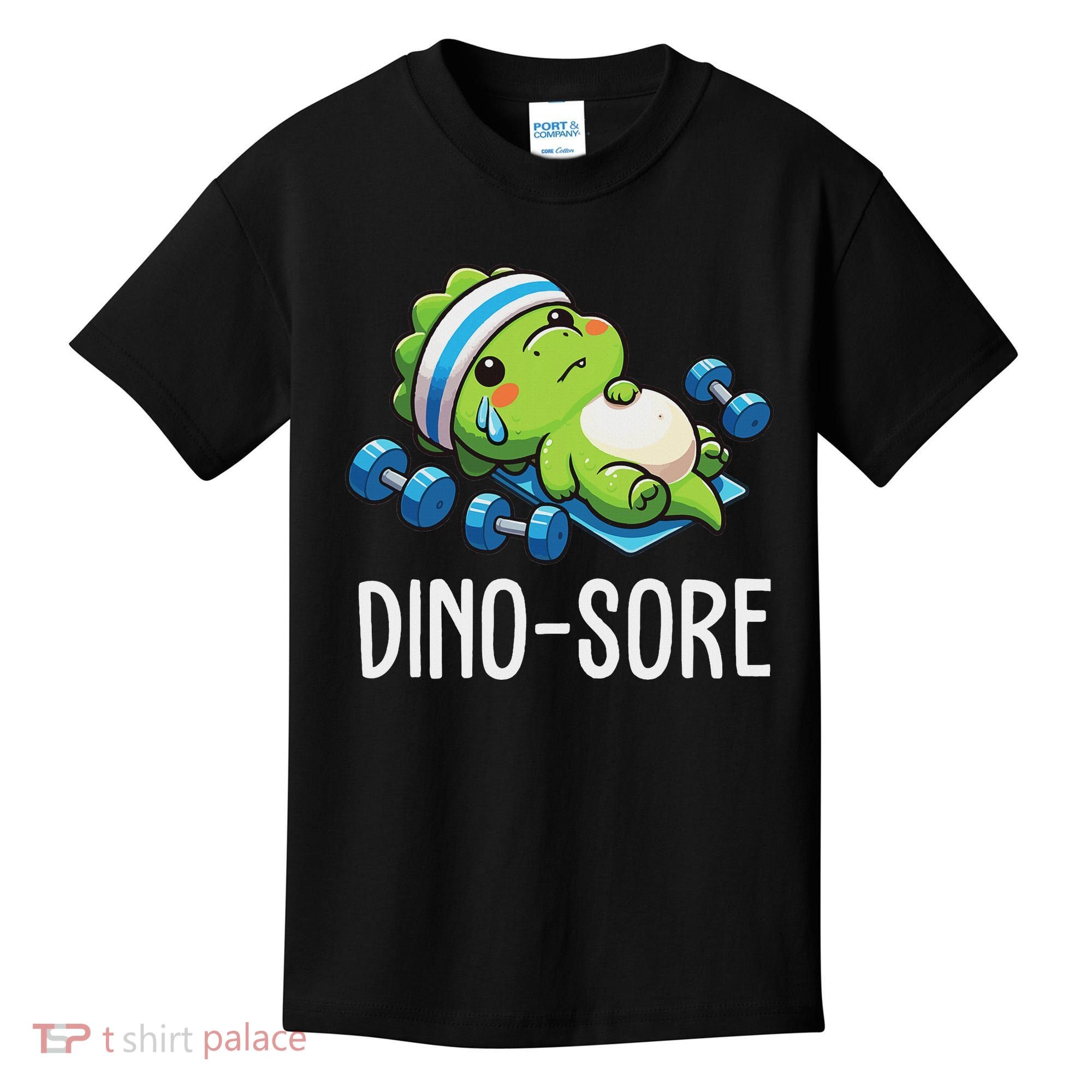 Funny Gym Workout Dinosaur Weight Lifting Gym Dino Sore Kids T-Shirt