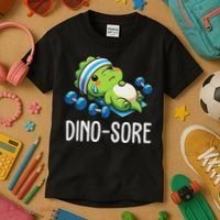 Funny Gym Workout Dinosaur Weight Lifting Gym Dino Sore Kids T-Shirt thumb 3