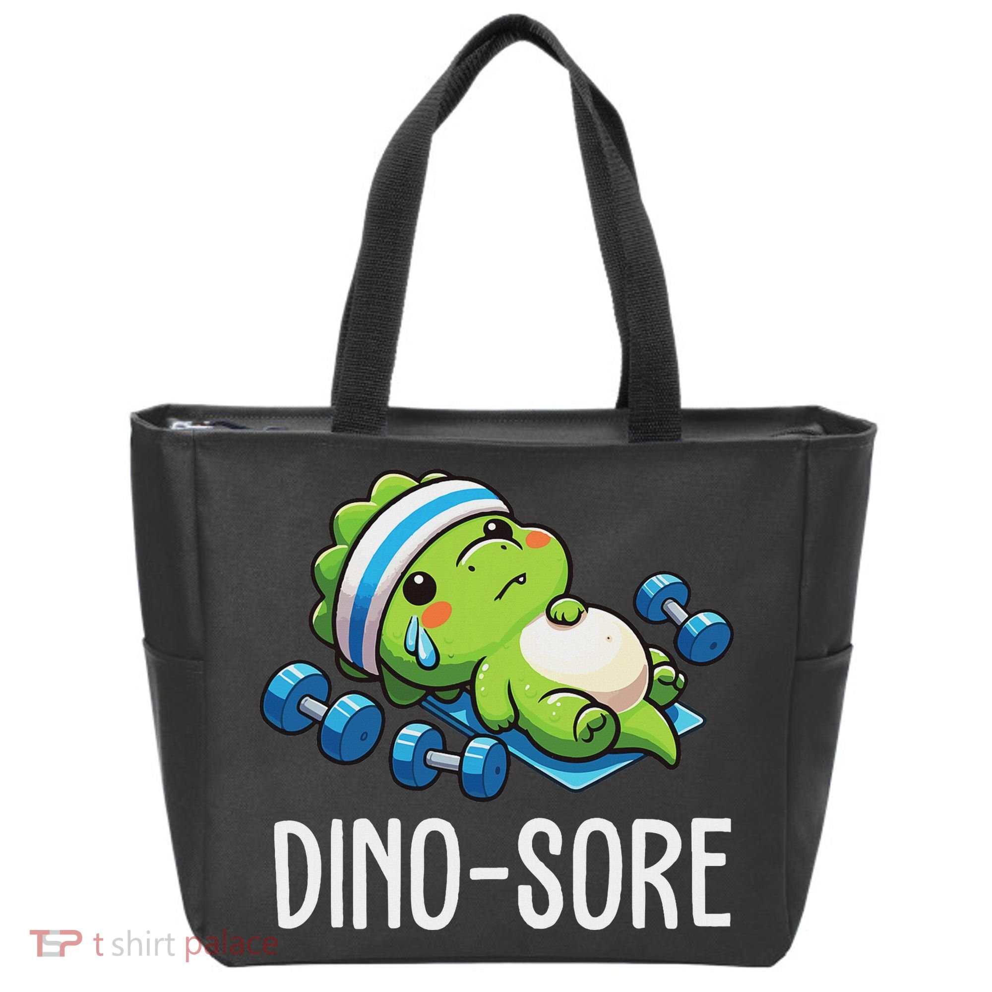 Funny Gym Workout Dinosaur Weight Lifting Gym Dino Sore Tote Bag