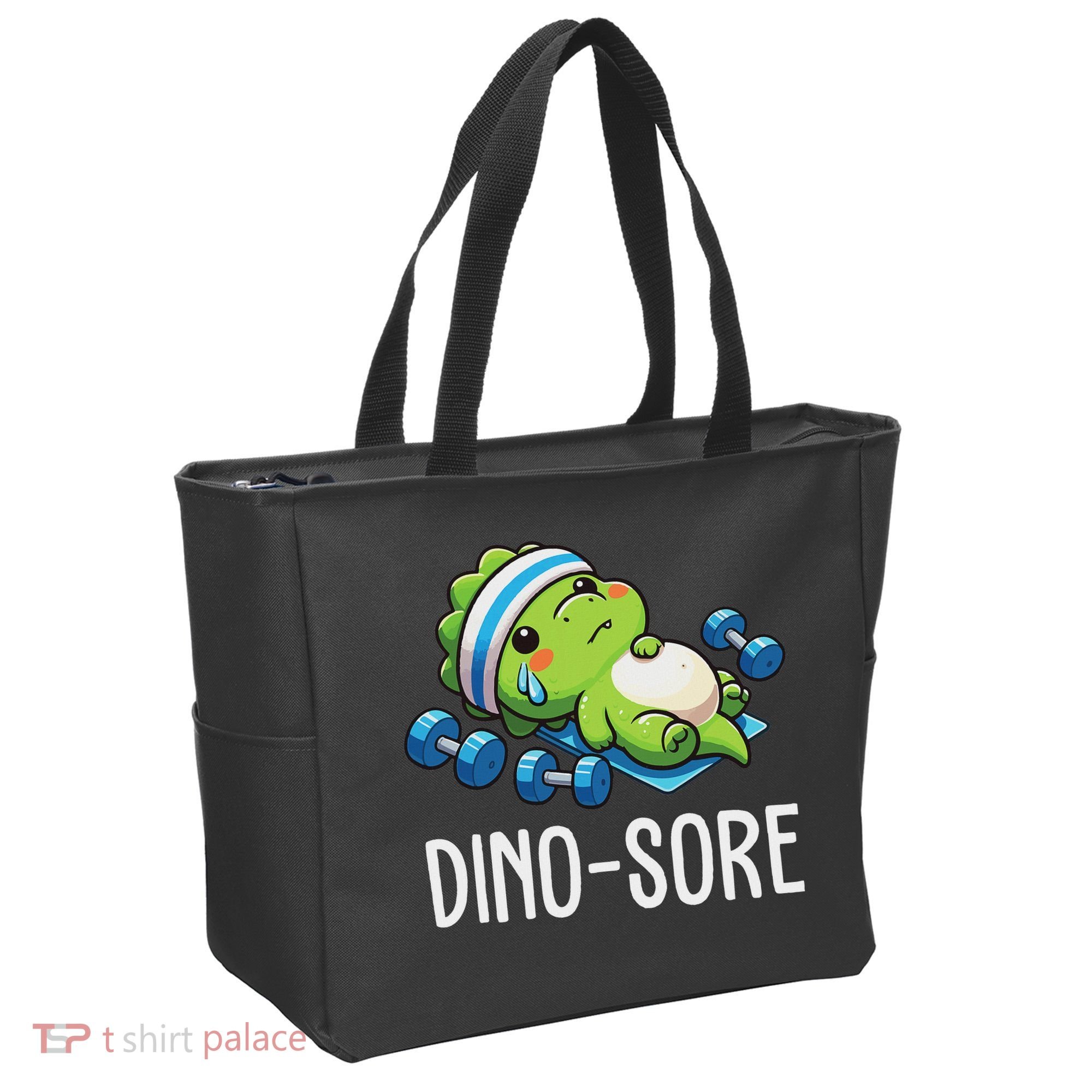 Funny Gym Workout Dinosaur Weight Lifting Gym Dino Sore Tote Bag