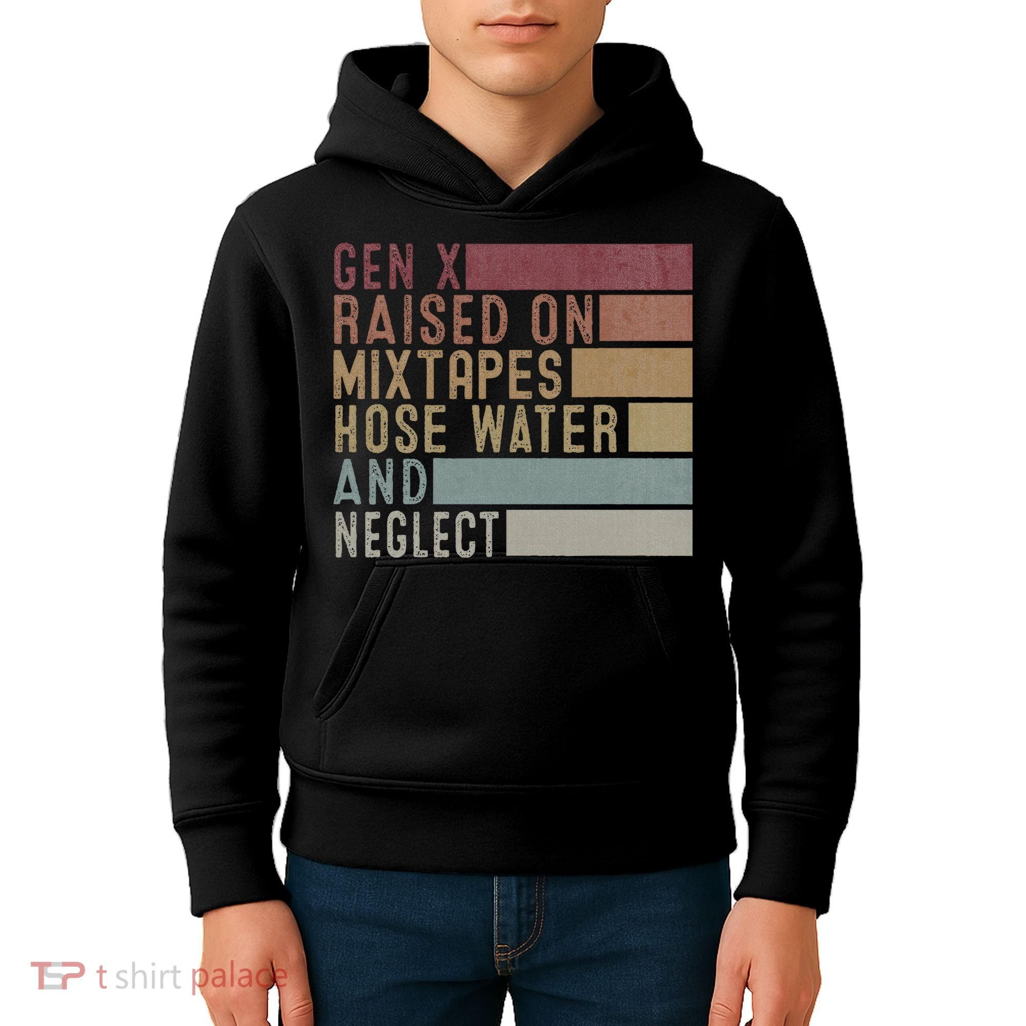 Funny Gen X Raised On Mixtapes Hose Water And Neglect Kids Hoodie