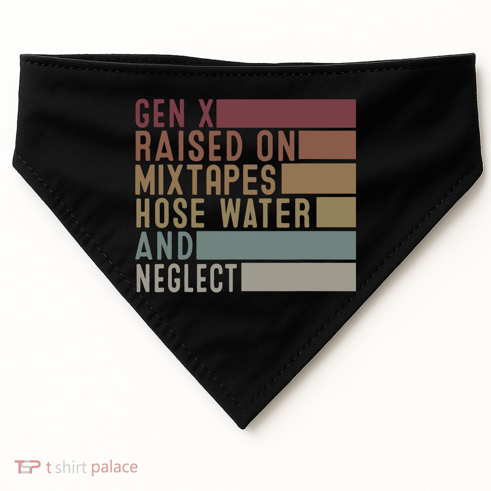 Funny Gen X Raised On Mixtapes Hose Water And Neglect Retro USA-Made Doggie Bandana