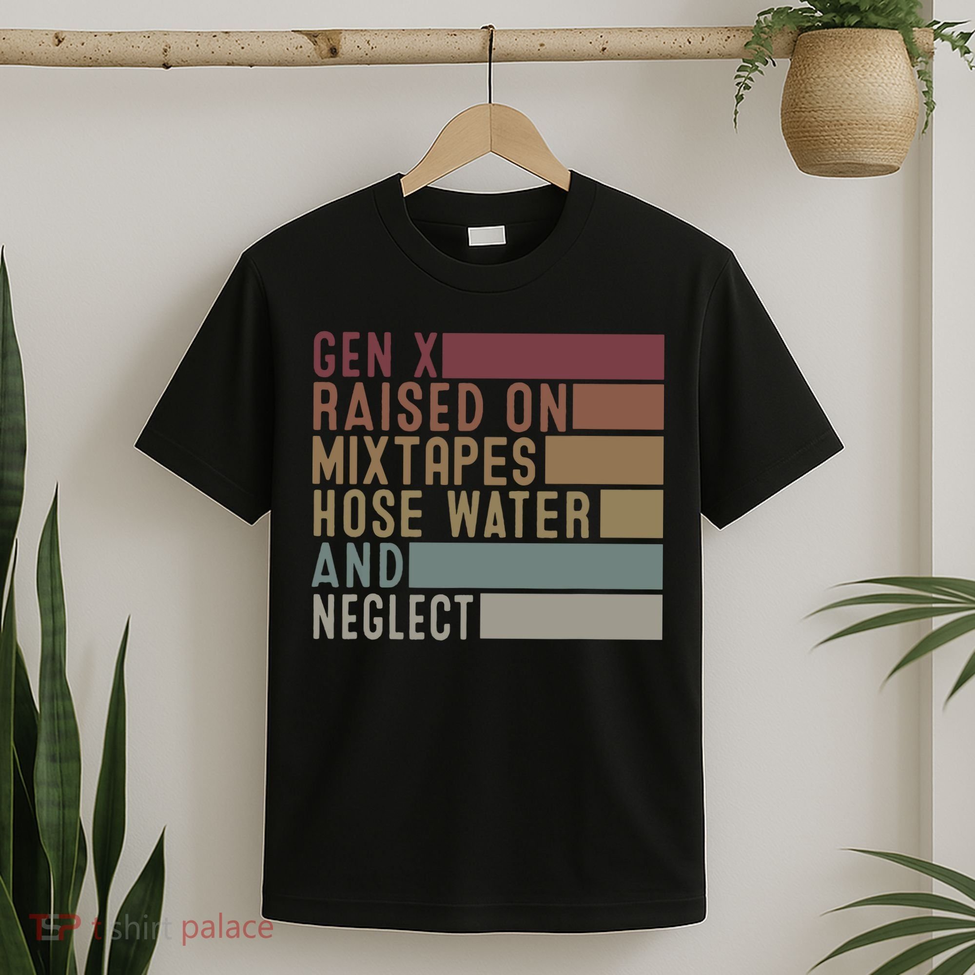 Funny Gen X Raised On Mixtapes Hose Water And Neglect Retro T-Shirt