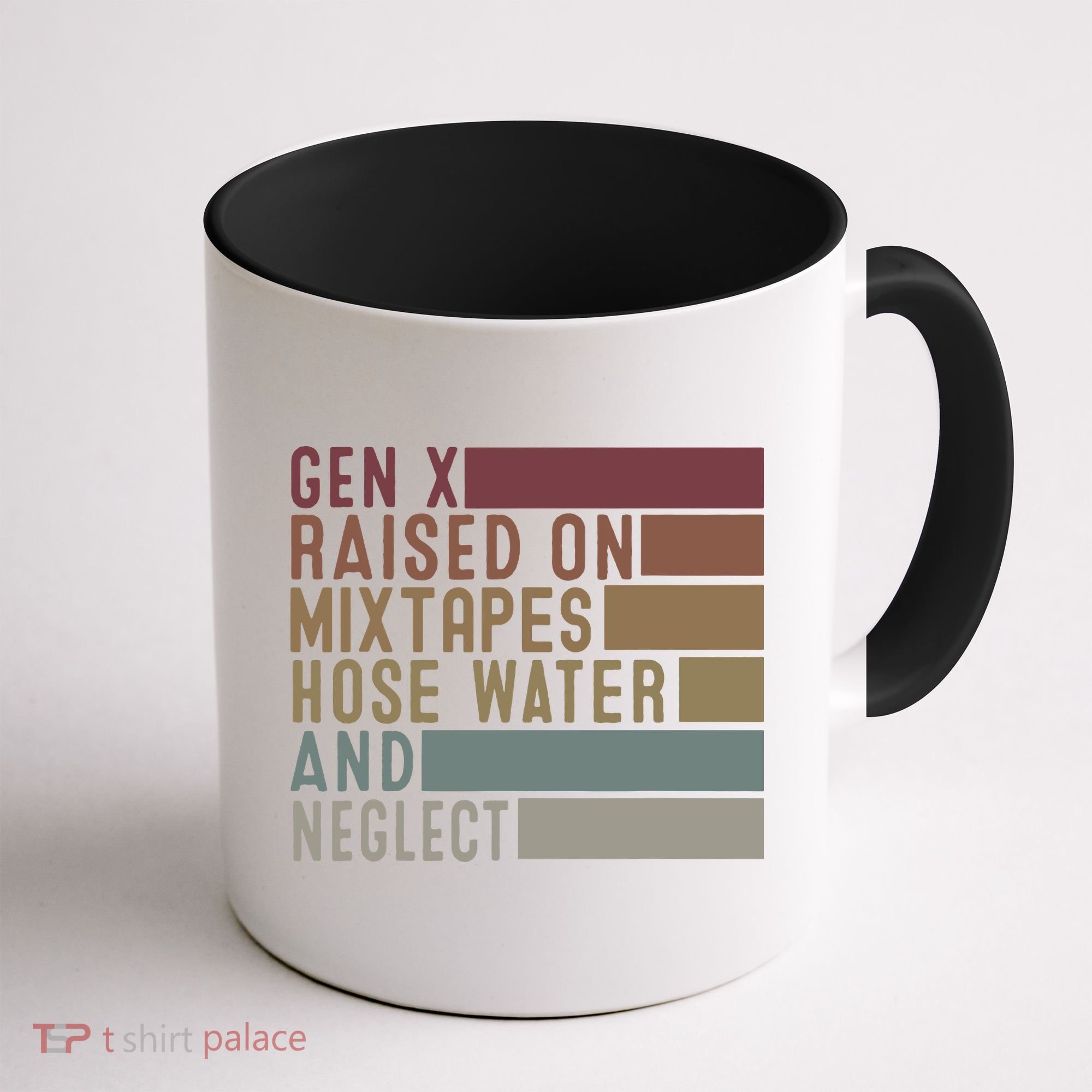 Funny Gen X Raised On Mixtapes Hose Water And Neglect Retro Coffee Mug
