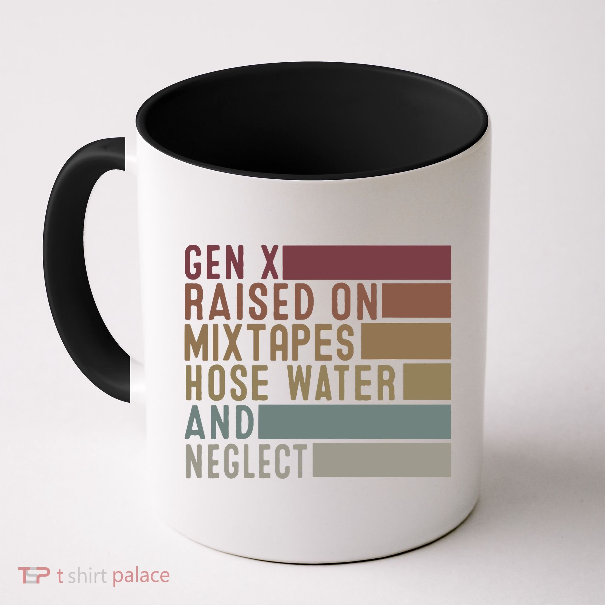 Funny Gen X Raised On Mixtapes Hose Water And Neglect Retro Coffee Mug