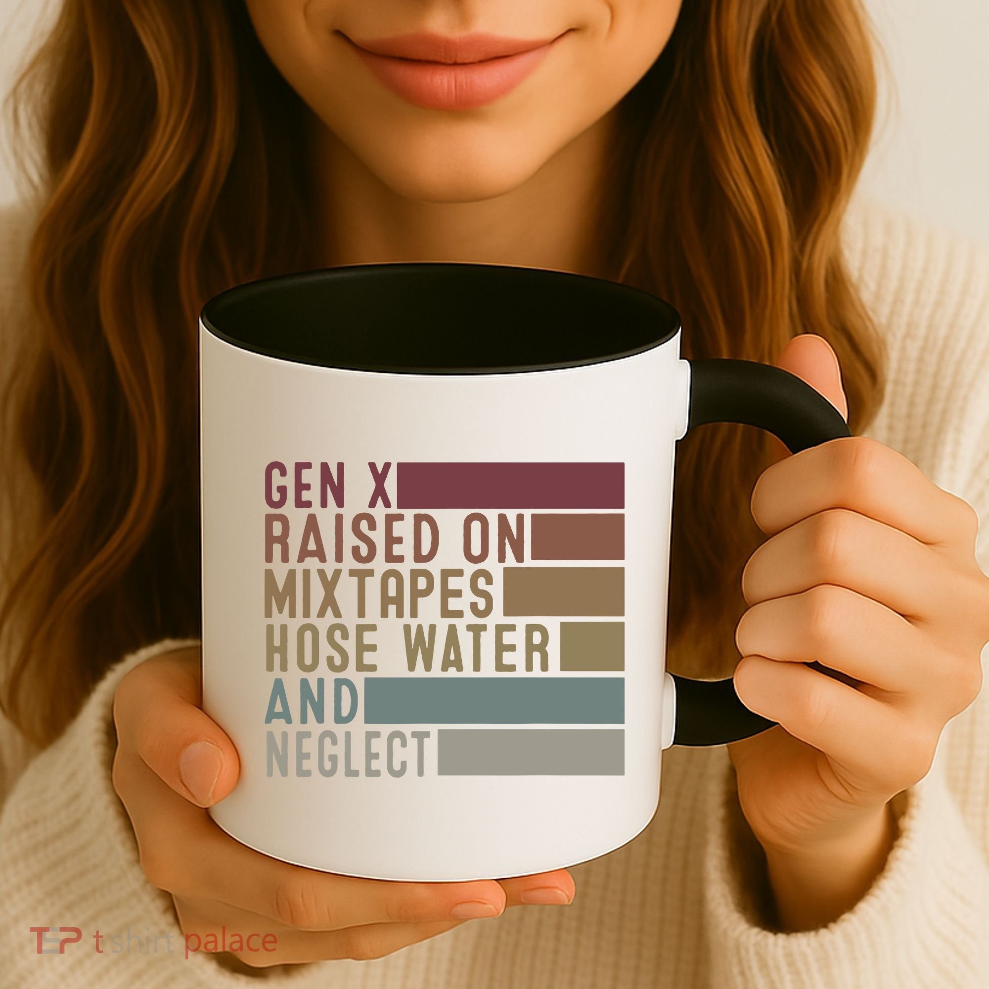 Funny Gen X Raised On Mixtapes Hose Water And Neglect Retro Coffee Mug