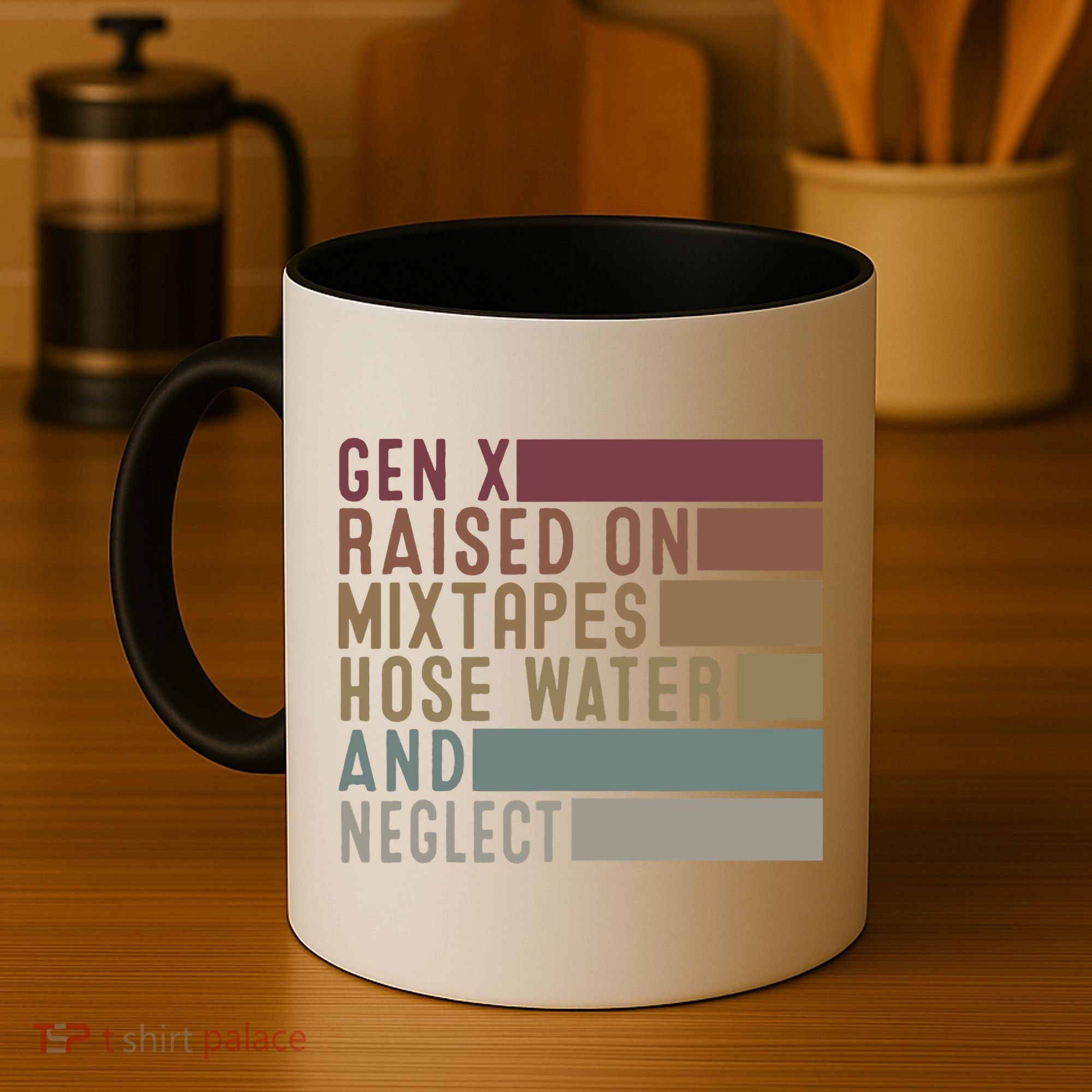Funny Gen X Raised On Mixtapes Hose Water And Neglect Retro Coffee Mug