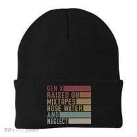 Funny Gen X Raised On Mixtapes Hose Water And Neglect Retro Beanie thumb 0