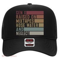 Funny Gen X Raised On Mixtapes Hose Water And Neglect Retro Hat thumb 0