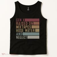 Funny Gen X Raised On Mixtapes Hose Water And Neglect Retro Tank Top thumb 2