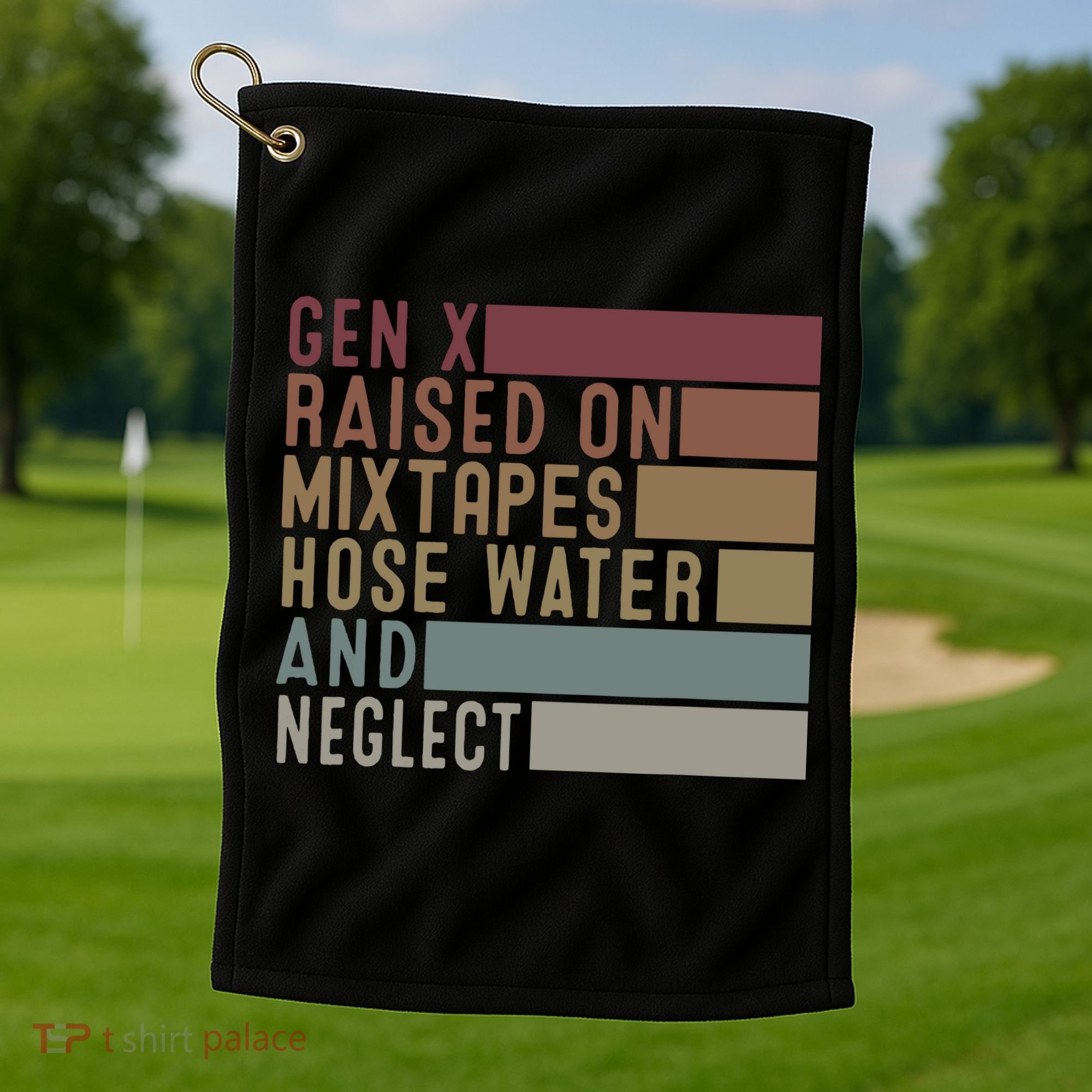 Funny Gen X Raised On Mixtapes Hose Water And Neglect Retro Golf Towel