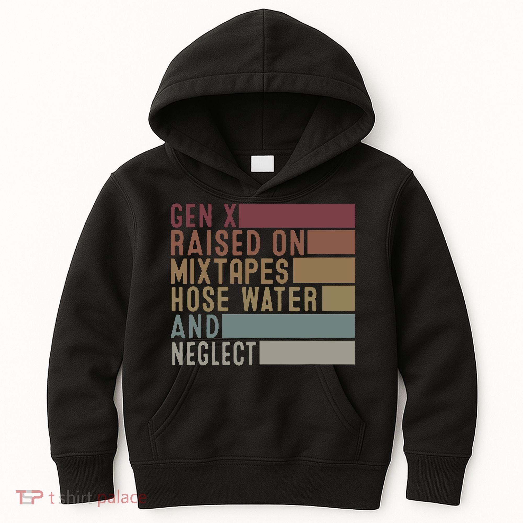 Funny Gen X Raised On Mixtapes Hose Water And Neglect Retro Kids Hoodie