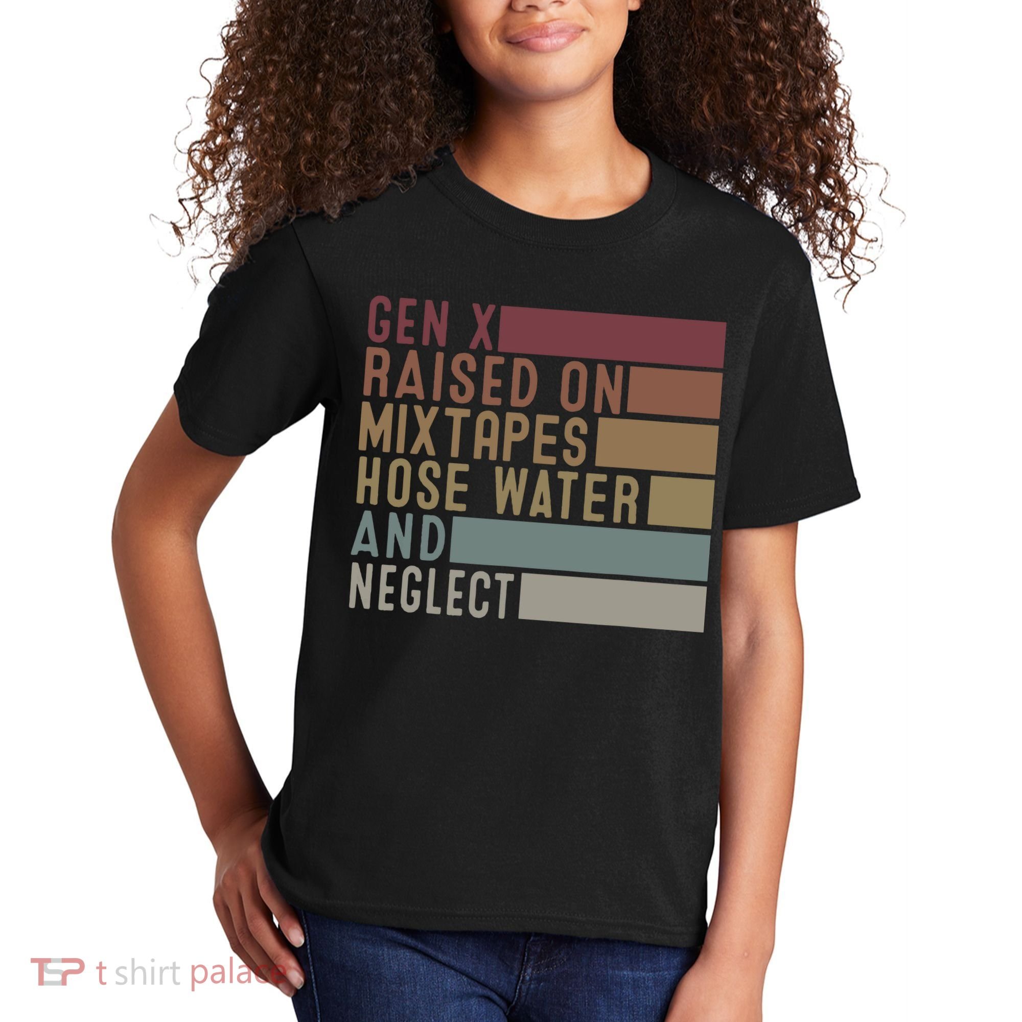 Funny Gen X Raised On Mixtapes Hose Water And Neglect Retro Kids T-Shirt