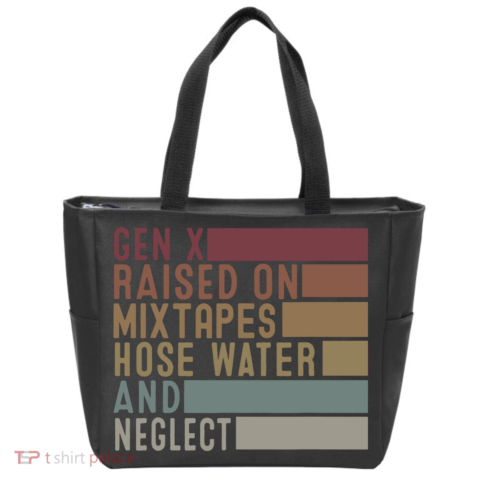Funny Gen X Raised On Mixtapes Hose Water And Neglect Retro Tote Bag