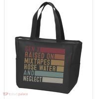 Funny Gen X Raised On Mixtapes Hose Water And Neglect Retro Tote Bag thumb 3
