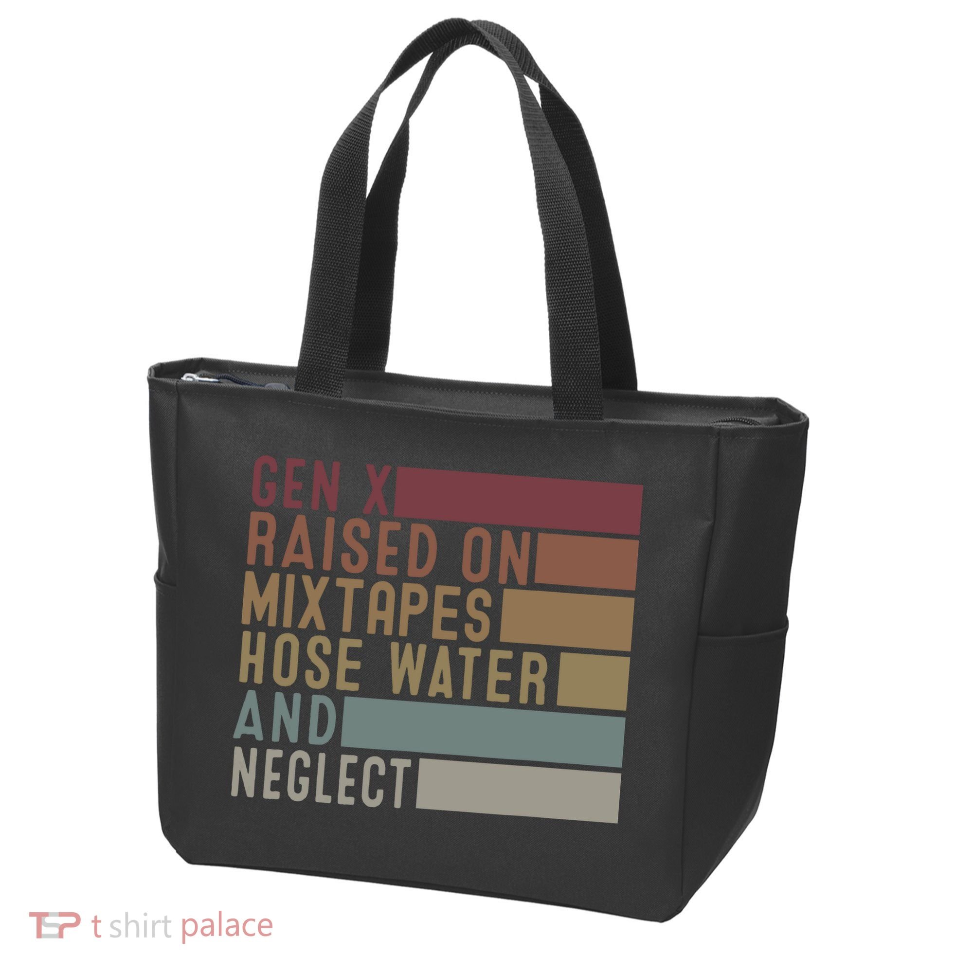 Funny Gen X Raised On Mixtapes Hose Water And Neglect Retro Tote Bag