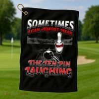 Funny Hear 10 Pin Laughing Gift Funny Bowling Gift Golf Towel thumb 1