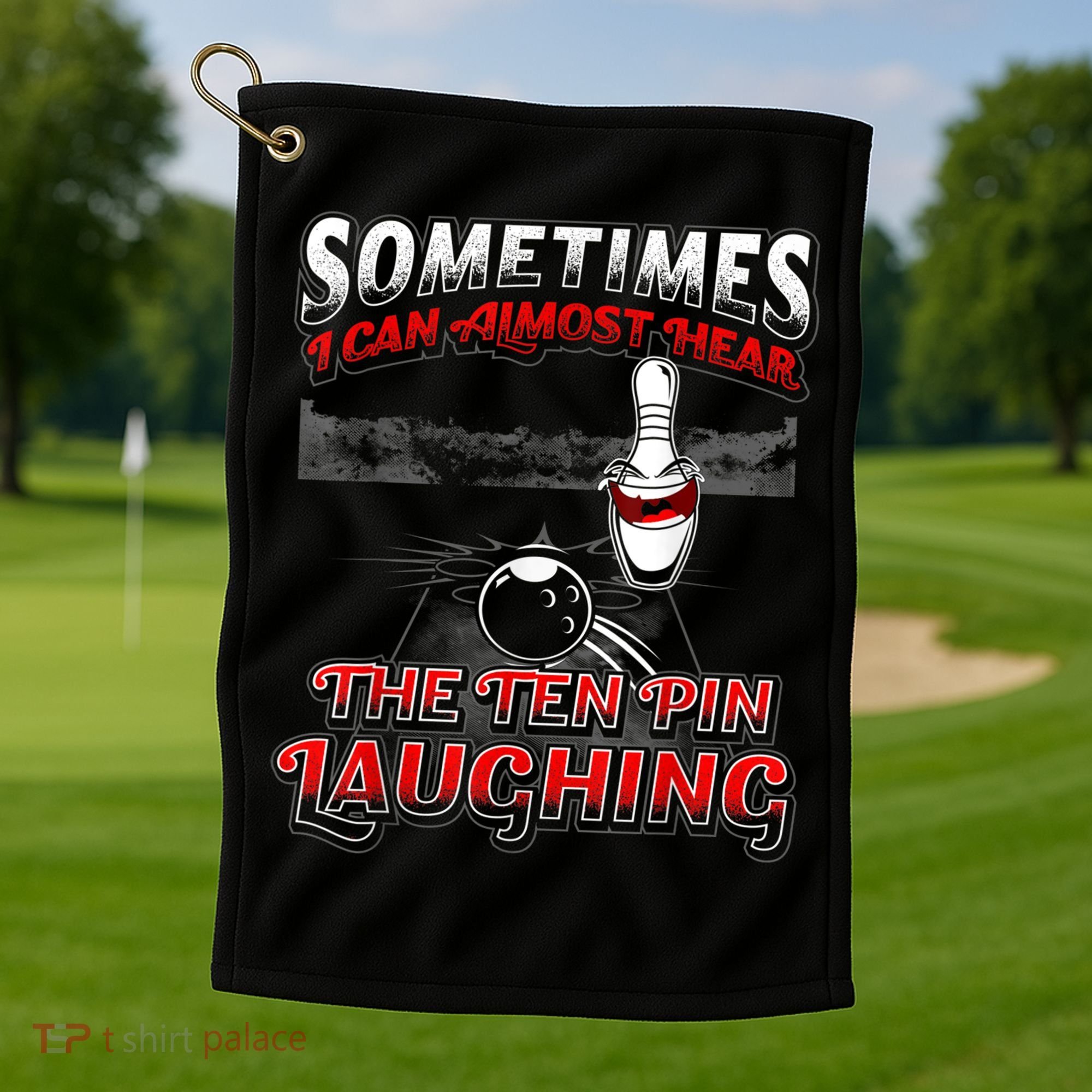Funny Hear 10 Pin Laughing Gift Funny Bowling Gift Golf Towel