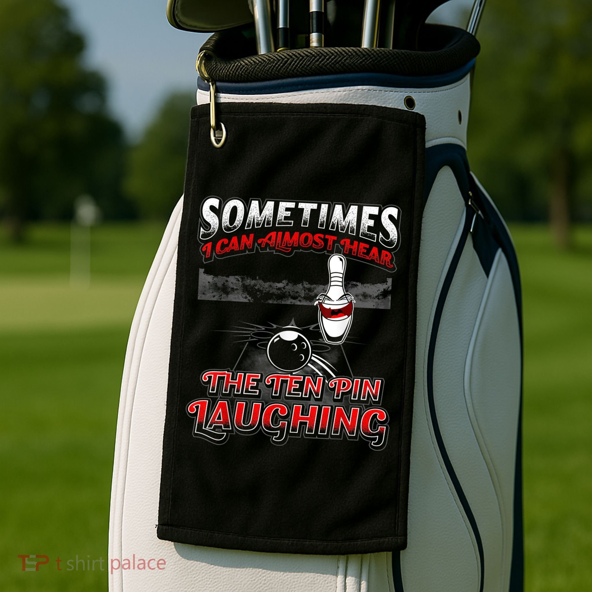 Funny Hear 10 Pin Laughing Gift Funny Bowling Gift Golf Towel