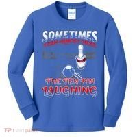 Funny Hear 10 Pin Laughing Gift Funny Bowling Gift Kids Long Sleeve Shirt thumb 0