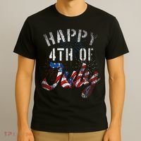 Fireworks Happy 4th Of July Us Flag American 4th Of July T-Shirt thumb 3
