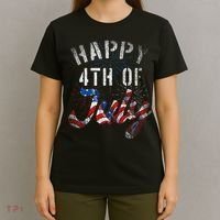 Fireworks Happy 4th Of July Us Flag American 4th Of July T-Shirt thumb 4