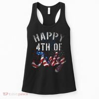 Fireworks Happy 4th Of July Us Flag American 4th Of July Women's Tank Top thumb 0