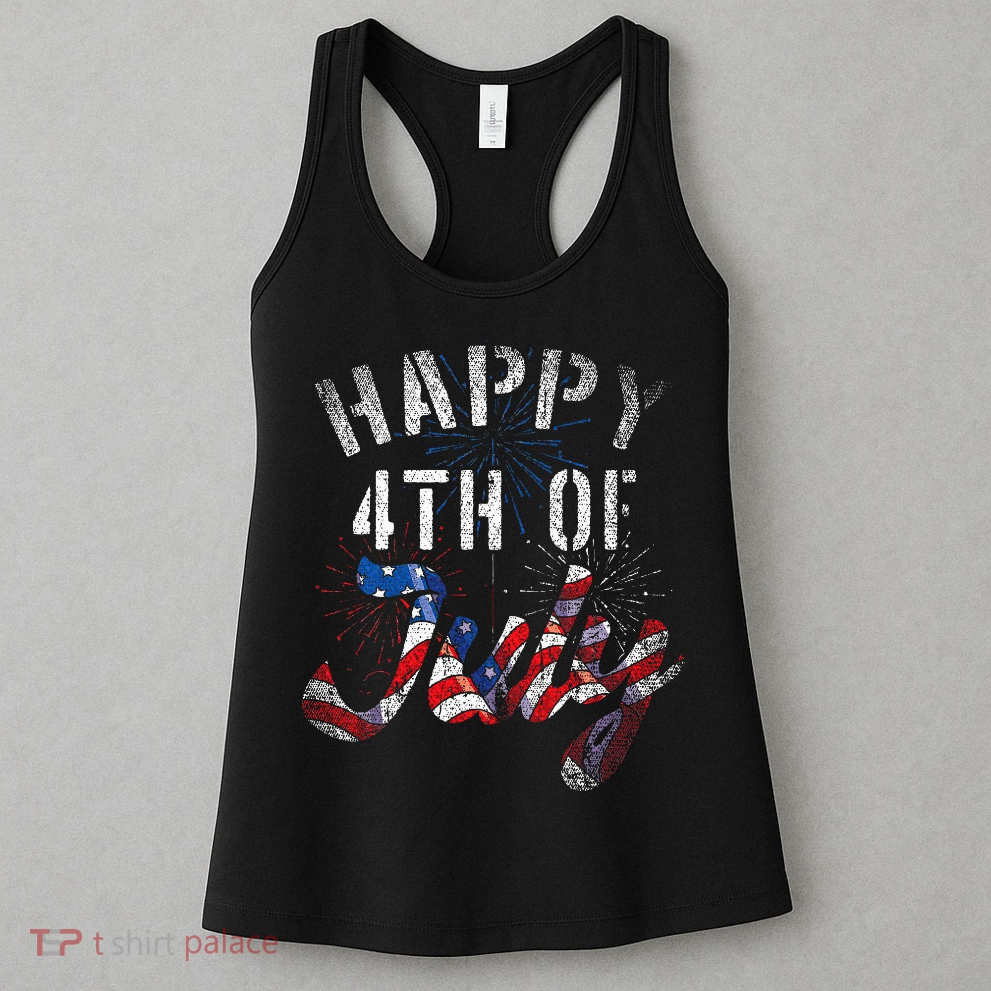 Fireworks Happy 4th Of July Us Flag American 4th Of July Women's Tank Top